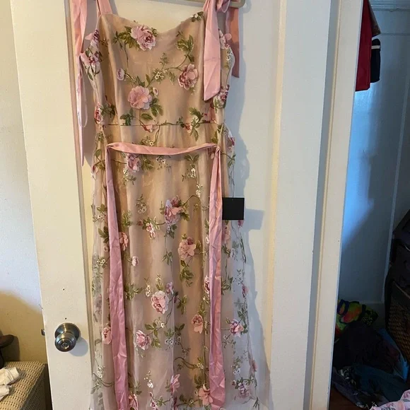 Lulu's Pink Spaghetti Strap Sundress for Weddings - Picture 4 of 4